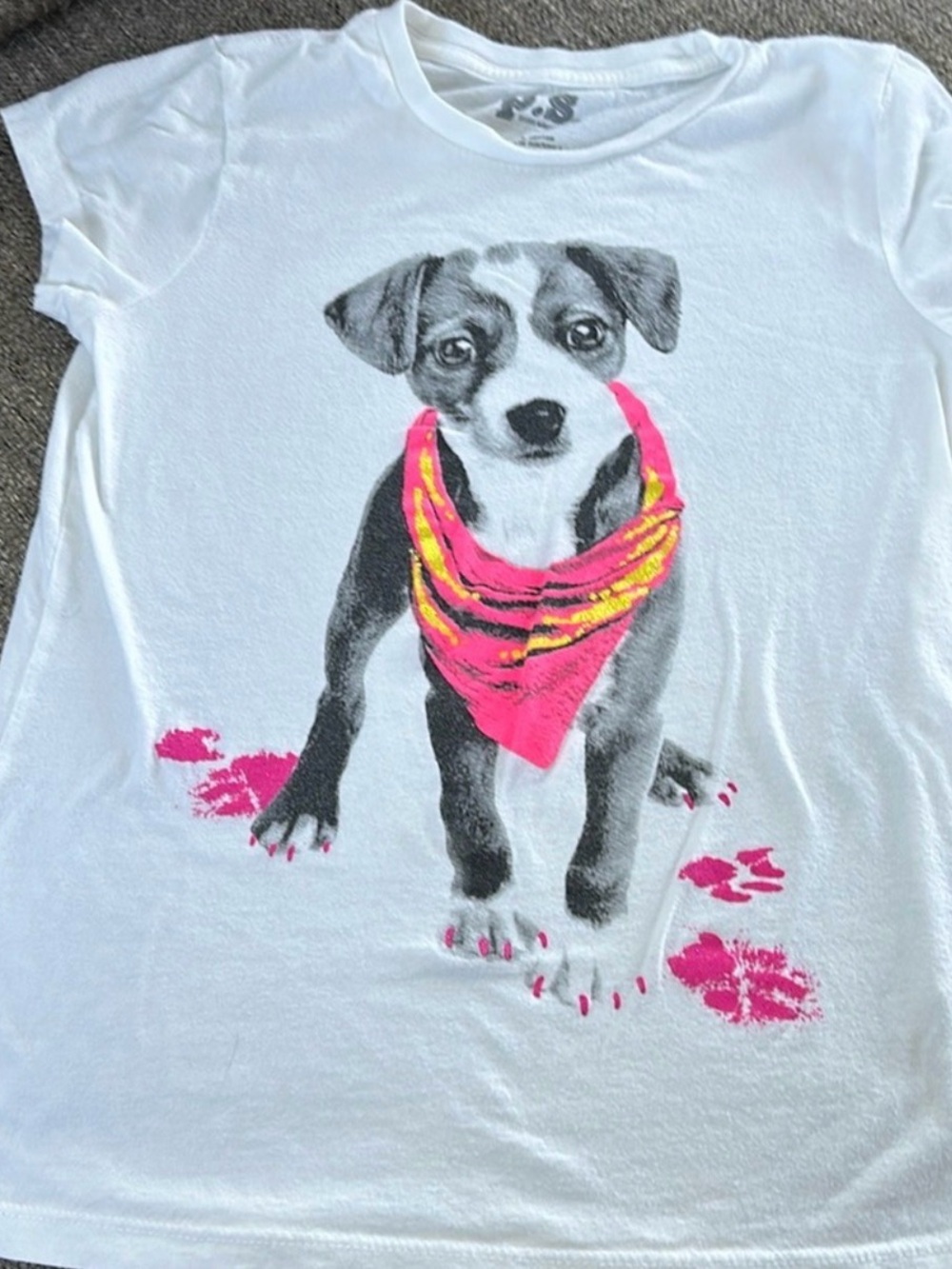 P.S. from Aeropostale Girls White Puppy Graphic T-Shirt Size Medium 10 Dog Tee